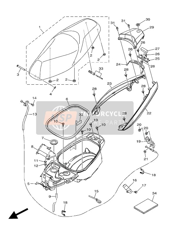 Yamaha MW125A 2016 Seat for a 2016 Yamaha MW125A